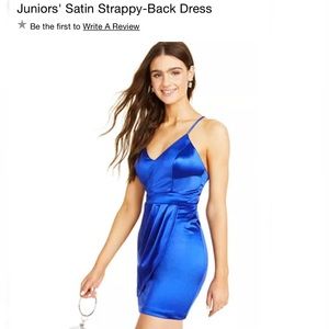 Teeze Me Juniors' Satin Strappy-Back Dress